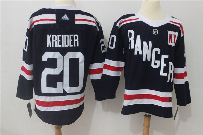 Men New York Rangers #20 Kreider Dark Blue Hockey Stitched Adidas NHL Jerseys->new york rangers->NHL Jersey